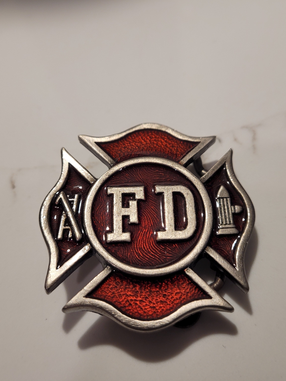 FD Red Maltese Cross Firefighter Belt Buckle - Men Accessories